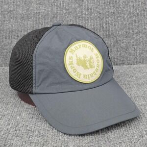 Marmot Mountain Hat Cap Snap Back Adjustable Gray Mesh Trucker Hike Camp Mens
